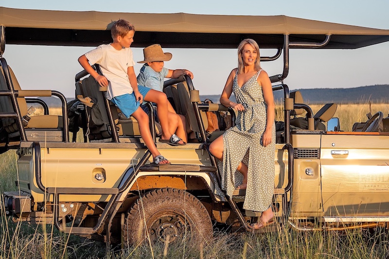 Children on safari in the malaria free Madikwe Game Reserve
