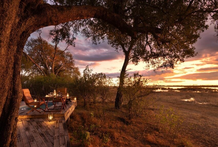 Zarafa Camp is located on the private 130,000-hectare (320,000-acre) Selinda Reserve. The Selinda Reserve links Botswana’s Okavango Delta with the Linyanti waterways, and every area of the camp offers stunning views over the Zibadianja Lagoon, the source of the Savuti Channel.

Zarafa Camp’s four guest suites individually measure over 100 square meters (1000 square feet) under flowing canvas. Each suite rests on raised reclaimed railway sleeper decking with the interiors consisting of a lounge area that flows to a beautiful bedroom and an open layout indoor bathroom complete with a copper claw-foot bath. Expansive outdoor decking that wraps around each guest suite offers guests a private plunge pool, outdoor seating and private outdoor shower.